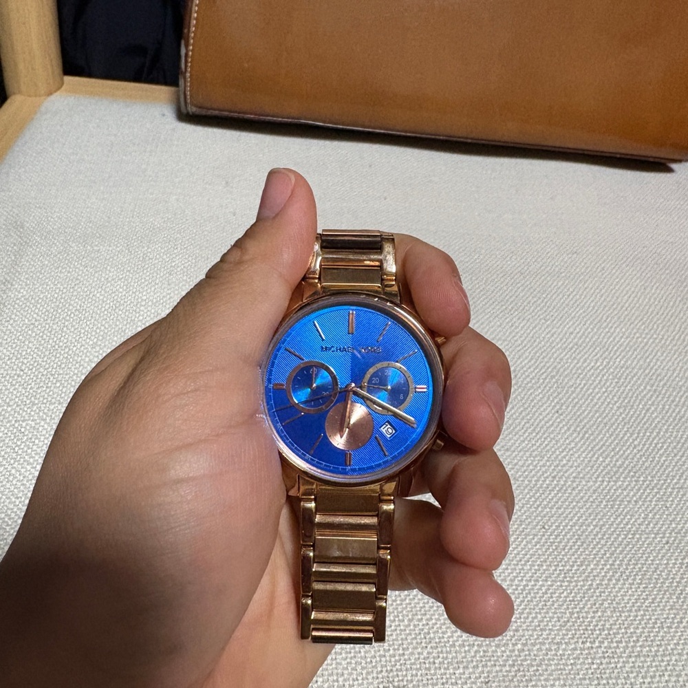 Michael Kors Gold Watch with Blue Dial